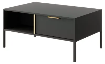 Image de Table basse avec tiroirs, idéale pour le salon, couleur anthracite, dimensions : 97 x 60 x 44,4 cm