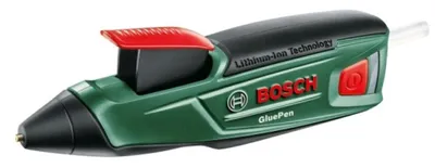 A Bosch GluePen hot glue gun is shown against a white background.