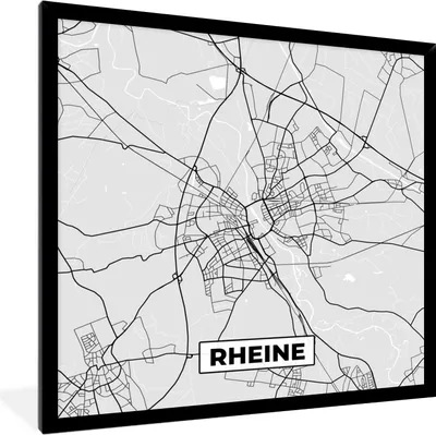 Produktbild von MuchoWow® Gerahmtes Poster Rheine - Karte - Stadtplan - Deutschland - Karte 40x40 cm - Poster mit Schwarzem Bilderrahmen Wandposter Rahmen Foto Bilder - Mit Rahmen - Wanddekoration Schlafzimmer
