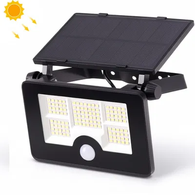 Produktbild von LED Solarlampe Außen-Wandleuchte mit Bewegungsmelder, 122 LEDs Drehbar Solarleuchte Kaltweiß, IP65 Wasserdicht Solar Garten Fluter