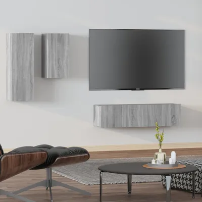 Produktbild von "2025 CLORIS" 4-tlg. TV-Schrank-Set Grau Sonoma Holzwerkstoff TV-Schränke neu2871558