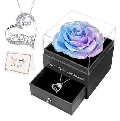 Ewige Rose mit Silberkette – konservierte echte Blume im Geschenkset