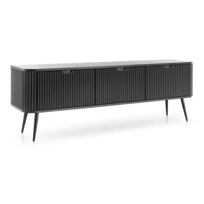Produktbild von Lowboard schwarz mit Rillen, Füße in schwarz, ZARA-160