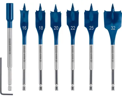 Obrázok produktu pre Bosch Expert - Sada vrtákov - do dreva, drevotriesky, mäkkého dreva, drevotriesky - 7 kusov - 25 mm, 32 mm, 20 mm, 18 mm, 16 mm, 22 mm - dĺžka: 152 mm