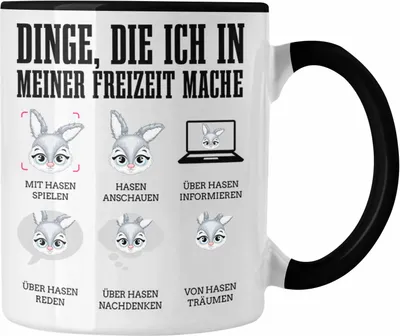 Produktbild von Trendation - Hasen Tasse Geschenk Hasen-Besitzer Kaninchen Kinder Dinge die Ich In Meiner Freizeit Mache (Schwarz)