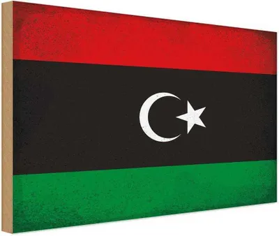 Produktbild von vianmo Holzschild 12x18 cm Libyen Libya Vintage Flagge Fahne Wappen