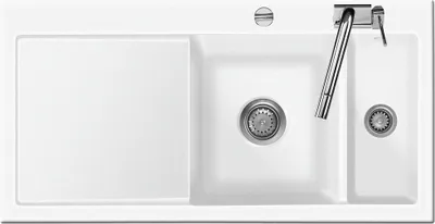 Produktbild von Flächenbündige Spüle MERA 100 F Polar Becken rechts - Excenterbedienung