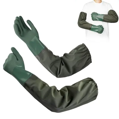 Produktbild von Gummi Haushaltshandschuhe 70 cm, Chemikalienschutz, wasserdicht, rutschfest, blau für Reinigung