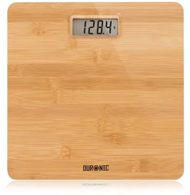 Produktbild von Duronic BS503 Personenwaage aus Bambus Holz | Digitale Waage bis 180 kg | Gewichtswaage mit Hochpräzisions-Sensoren und Step-On Technik | Flache Gewichtswaage 28 x 28 cm | Badezimmerwaage Digitalwaage