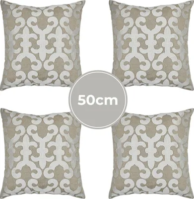 Immagine prodotto di Set di 4 cuscini copricuscino Marrakesh 50x50 cm grande | cuscino da divano cuscino accogliente in cotone ricamato come decorazione del soggiorno sulla poltrona e sul divano | cuscino decorativo Kayon bianco come cuscino da sedia nella sala da pranzo