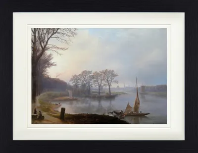Produktbild von Johan Christian Dahl Gerahmtes Bild Mit Edlem Passepartout | Wand-Bilder | Im Bilderrahmen - Aussicht Auf Dresden Von Pieschen Aus Gesehen Im Morgendunst, 1844 (30 x 40 cm)