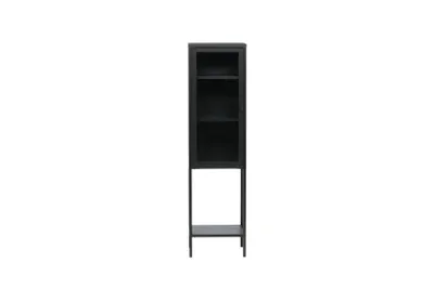 Image de Misha Armoire vitrine 1 porte, 4 tablettes de rangement, noir.