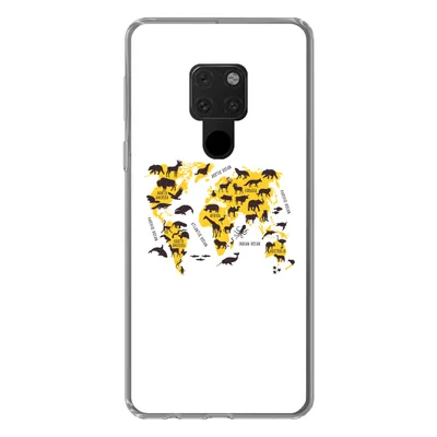 Produktbild von MuchoWow® Handyhülle Schutzhülle Hülle für Huawei P40 Lite Weltkarte - Tiere - Gelb Silikon Softcase Handy Hülle - Handy