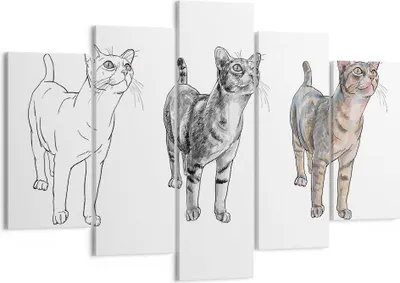 Produktbild von Bild auf Leinwand - Leinwandbild - Katzen Tiere Kinder Illustration - 150x100cm - Wand Bild - Wanddeko - Leinwanddruck - Bilder - Kunstdruck - Leinwand bilder - Wandkunst - EA150x100-3211