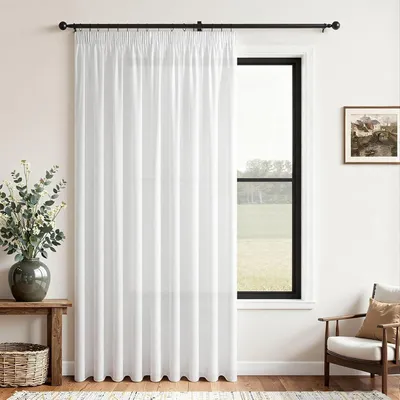 Zdjęcie produktu dla Zasłony 245 x 200 cm, zestaw 1 szt., białe, wygląd lnu, półprzezroczyste, do salonu