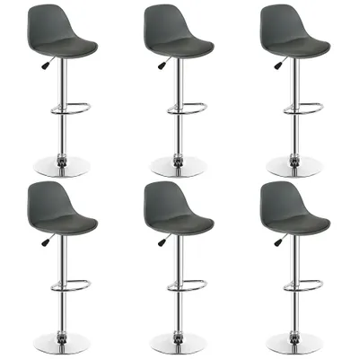 Produktbild von 6er Set Barhocker Barstuhl Bistrohocker aus Kunstleder höhenverstellbar drehbar Dunkelgrau