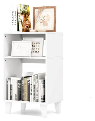 Produktbild von Beistelltisch mit 3 Ebenen, Moderner Sofatisch aus Massivholz, Nachttisch für Schlafzimmer, Wohnzimmer und Arbeitszimmer, 39,5 x 29,5 x 65 cm, Weiß