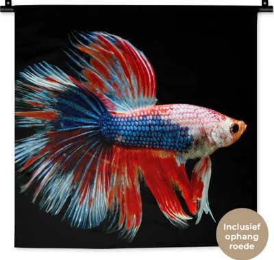 Produktbild von MuchoWow® Wandteppich Wandbehang Fisch - Meerestier - Schwanz - Blau 60x60 cm Tapisserie Dekoration Wandtuch - Dekorationen - Wand Decke