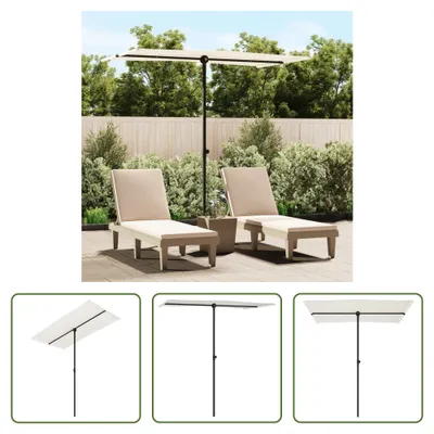 Produktbild von The Living Store Sonnenschirm mit Aluminium-Mast 180 x 110 cm Sandweiß