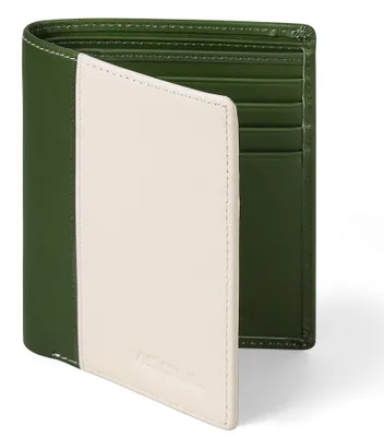 Immagine prodotto di Portafoglio da uomo con protezione RFID - In vera pelle - Beige e verde