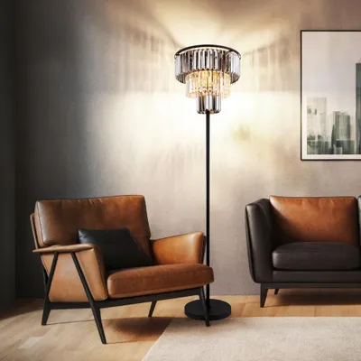Produktbild von RGB LED Stehleuchte, Glaskristalle, rauch klar, H 160 cm