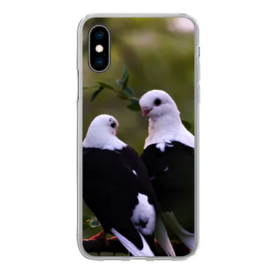 Produktbild von MuchoWow® Handyhülle Schutzhülle Hülle für iPhone X Vögel - Zweig - Blätter Silikon Softcase Handy Hülle - Handyhülle