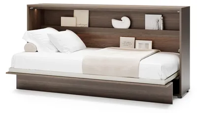 Produktbild von MEBLINI Schrankbett Bed Concept - Wandbett mit Lattenrost - Klappbett mit Schrank - Wandklappbett - Murphy Bed - Bettschrank - BC-06 - 90x200cm Horizontal - Dunin Eiche mit Matratze