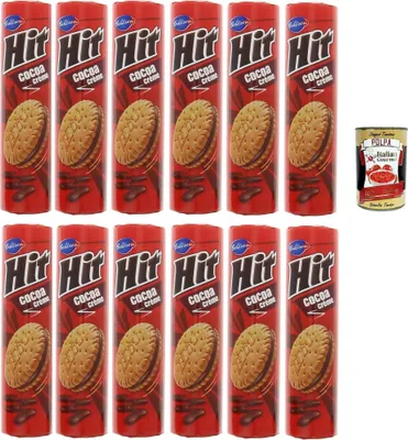 Produktbild von Hit Cacoa Crème, Doppelkekse in der Großpackung - 2 lose Kekse mit Kakaocreme - Gebäck für die ganze Familie, 12x 220g + Italian Gourmet polpa 400g