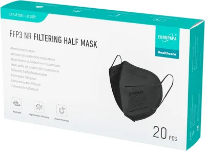 Produktbild von Atemschutzmaske FFP3 schwarz, 20 Stück, 5-lagig, für Schutz