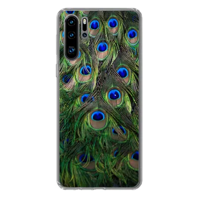 Produktbild von MuchoWow® Handyhülle Schutzhülle Hülle für Huawei P30 Pro Nahaufnahme von Pfauenfedern Silikon Softcase Handy Hülle - Schutzdeckel