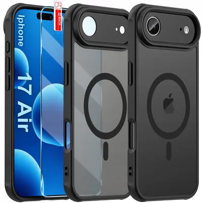 Zdjęcie produktu dla Etui Magnetyczne Matowe CZARNE do iPhone 17 Air |do MagSafe TRWAŁE + Szkło