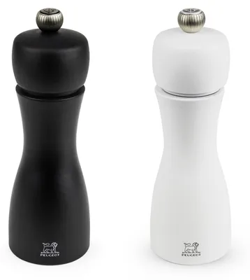 Image de PEUGEOT Moulin à poivre et à sel Tahiti Duo en hêtre 15cm noir/blanc