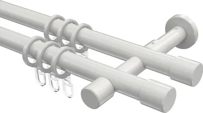 Produktbild von Interdeco Gardinenstange / Vorhangstange Weiß, Typ Prestige Santo (Kappe), 20 mm Ø 2-läufig, 320 cm