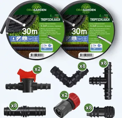 Produktbild von OraGarden Perlschlauch Bewässerungssystem, 2 Stk × 30 m, mit Anschlussset