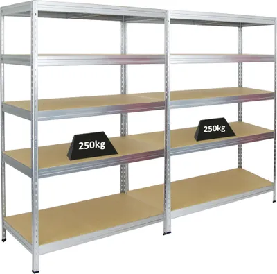 Produktbild von Mega Deal | 2x Schwerlastregal Rivet | HxBxT 180x120x60 cm | Fachlast 250kg | Verzinkt