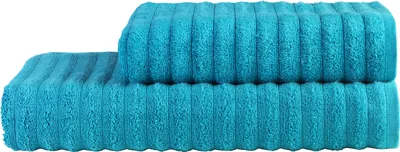 Produktbild von 2 tlg Saunatuch Set - Azur Blau - Saunatuch 80x200 + Handtuch 50x100 - 500g/m²  - 100% Baumwolle