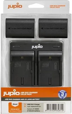 Produktbild von Set Jupio 2x LP-E6NH 2130 mAh + Doppelladegerät für Canon