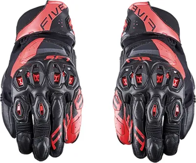 Zdjęcie produktu dla Rękawice motocyklowe Racing FIVE SF1 EVO Summer Leather Black Red Fluo rozmiar S