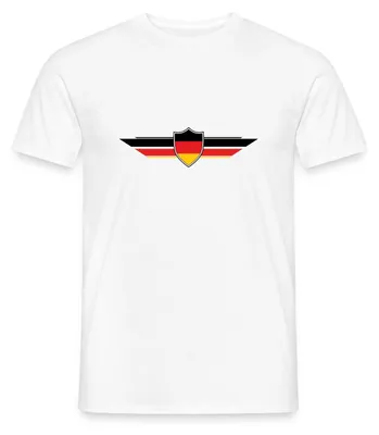 Produktbild von Spreadshirt Deutschland Fußball Fanlook Wappen Männer T-Shirt, M, Weiß