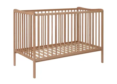 Produktbild von Baby Happy Bliss GREG Babybett 120x60 cm – massives Buchenholz – 3 Höhen – 3 Schlupfsprossen – Natur
