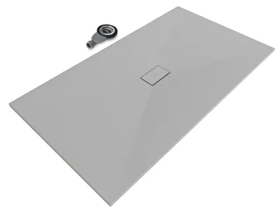 Produktbild von i-flair SMC Duschwanne 180x100 cm – 26 mm flach inkl. Ablaufgarnitur mit Deckel, Grau