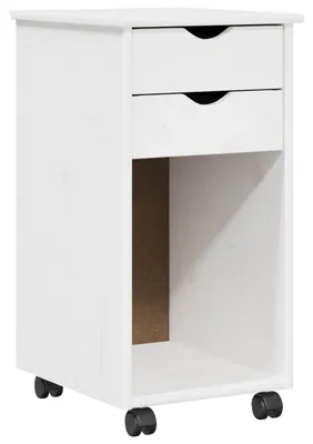 Produktbild von vidaXL Rollschrank Mit Rad Weiß 34 x 39 x 65,5 cm Massives Kiefernholz