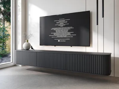 Produktbild von Hängender TV Lowboard ZILLO 215 Schwarz lamellen Öffnungssystem push to open
