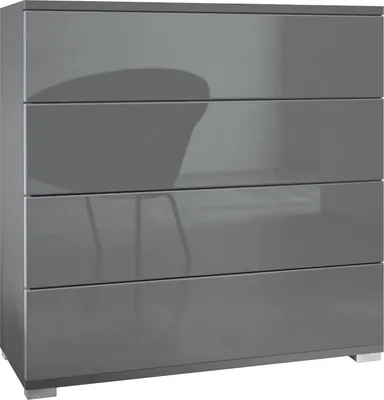 Produktbild von Vladon Kommode Pavos V3, Sideboard mit 4 Schubladen Anthrazit matt/Grau Hochglanz (76 x 76 x 35 cm)