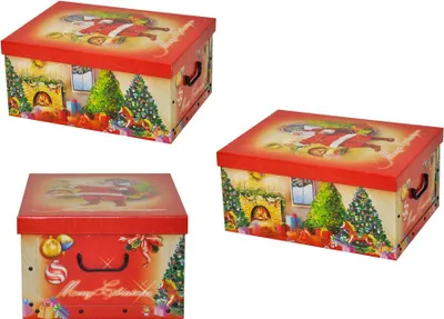 Produktbild von Set: 3 x XXL Dekokarton, Geschenkkarton mit tollem Weihnachtsmotiv 'Weihnachtsmann'