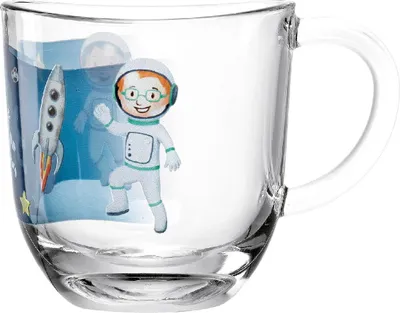 Produktbild von Leonardo Tasse Bambini Avventura Weltall, Henkelbecher, Kalk-Natron-Glas, Mehrfarbig, 280 ml, 044415