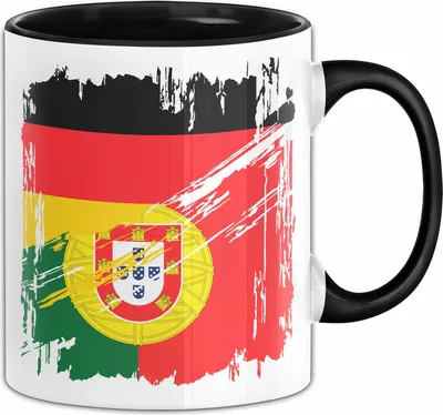 Produktbild von Portugal Deutschland Flagge Halb Deutscher Halb Portugiese Fußball Germany 2024 Europa Portugal (Schwarz)