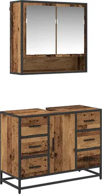 Immagine prodotto di Set di mobili per il bagno con cassetto 2 pcs Legno vecchio