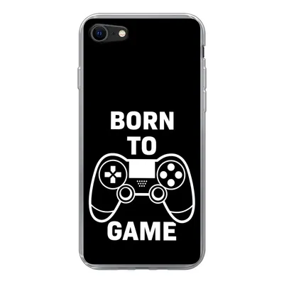 Produktbild von MuchoWow® Handyhülle Schutzhülle Hülle für iPhone 8 Gaming - Zitate - Controller - Zum Spielen geboren - Schwarz - Weiß Silikon Softcase Handy Hülle - Schutzhaube