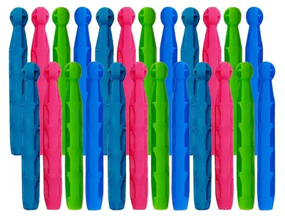 24 bunte Kunststoff-Wäscheklammern, traditionelles Dolly-Design